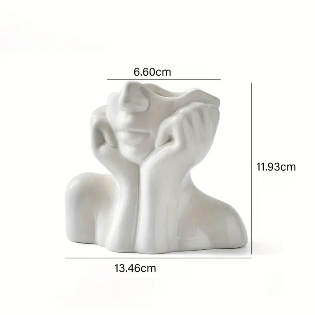 Abstract Face Ceramic Vase for Flowers-Home Decor > Vases-casanuva-casanuva