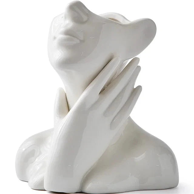 Abstract Face Ceramic Vase for Flowers-Home Decor > Vases-casanuva-casanuva