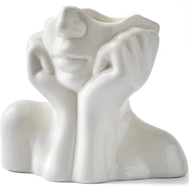 Abstract Face Ceramic Vase for Flowers-Home Decor > Vases-casanuva-casanuva