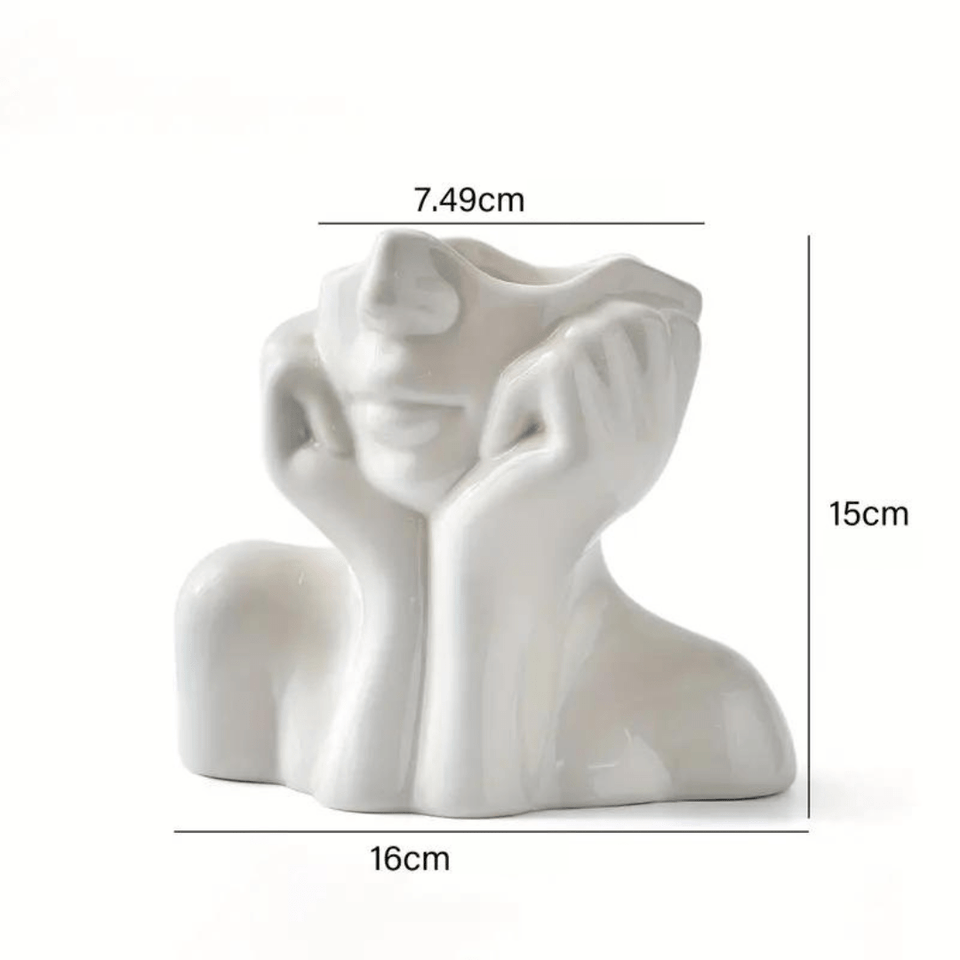Abstract Face Ceramic Vase for Flowers-Home Decor > Vases-casanuva-Elegant-Large-casanuva