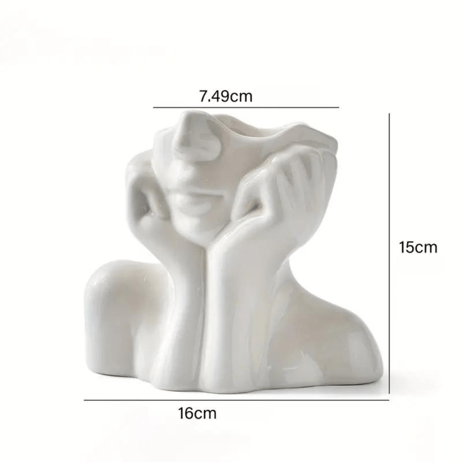 Abstract Face Ceramic Vase for Flowers-Home Decor > Vases-casanuva-Elegant-Large-casanuva