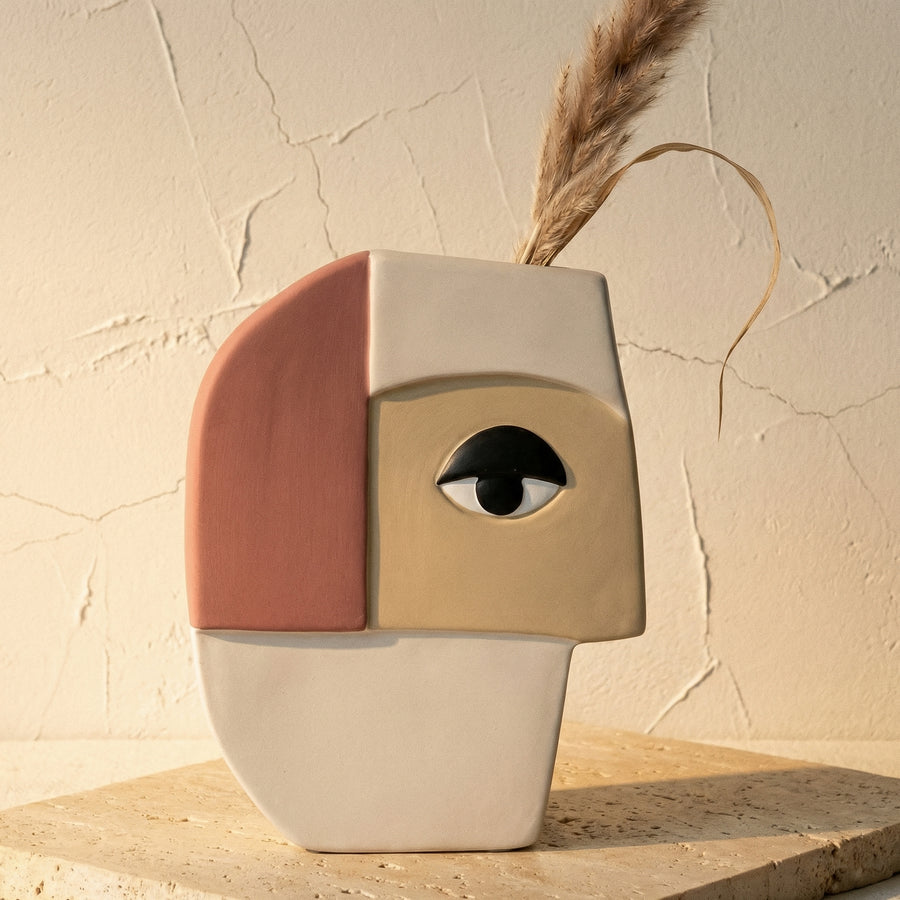 Abstract Face Vase Ceramic Art Piece-Home Decor > Vases-casanuva-casanuva