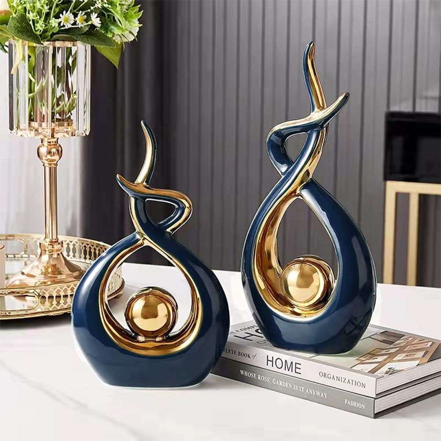 Abstract Golden Ceramic Sculpture-Home Decor > Sculptures & Figurines-casanuva-casanuva