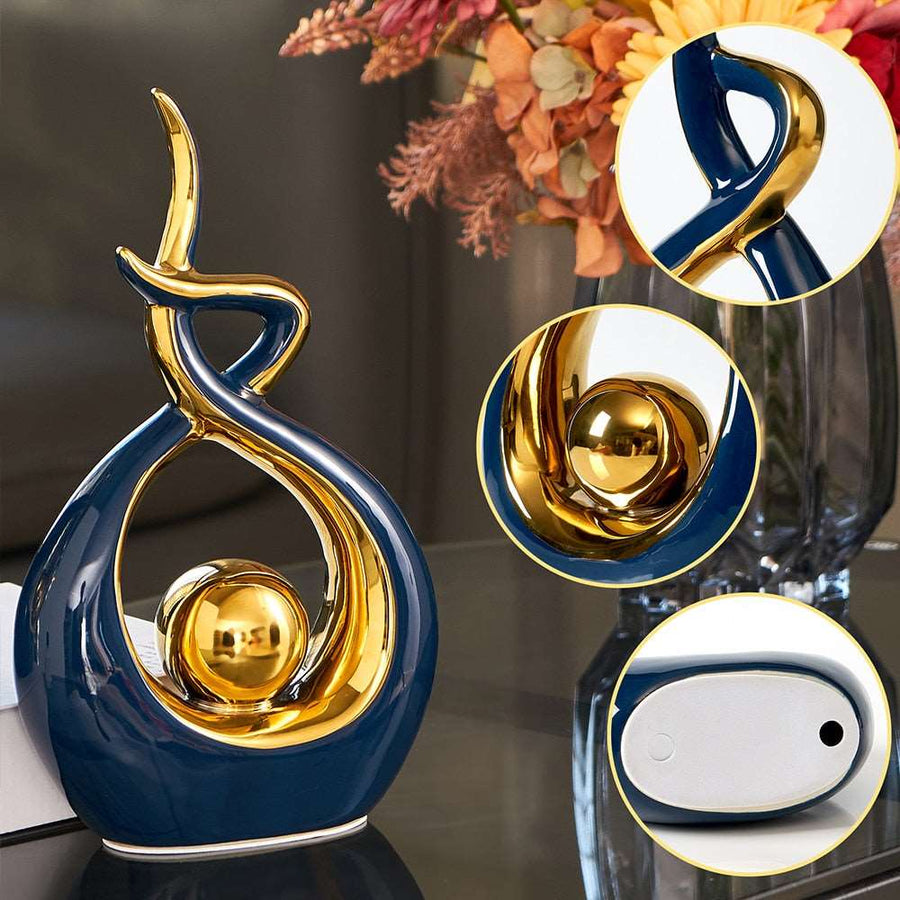 Abstract Golden Ceramic Sculpture-Home Decor > Sculptures & Figurines-casanuva-casanuva