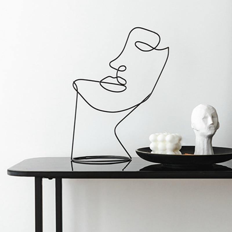 Abstract Iron Sculpture Silhouette-Home Decor > Sculptures & Figurines-casanuva-Half Face-casanuva