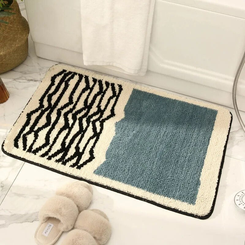 Abstract Non-Slip Bath Mat Scandinavian Style Handcrafted Bathroom Rug-Bedding & Bath > Bath Mats-casanuva-casanuva
