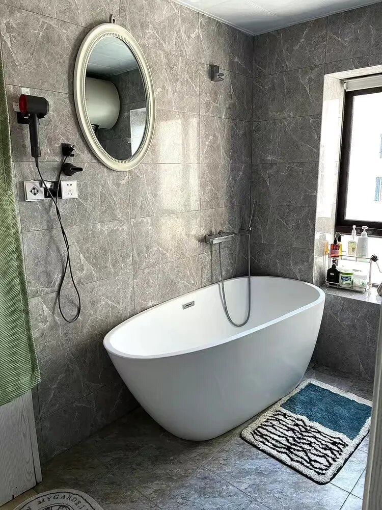 Abstract Non-Slip Bath Mat Scandinavian Style Handcrafted Bathroom Rug-Bedding & Bath > Bath Mats-casanuva-casanuva