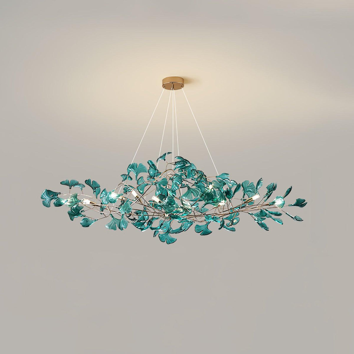 Acrylic Ginkgo Leaf Pendant Light-Lighting > Pendant Lights-casanuva-100cmx40cmx40cm-Gold & Dark green-casanuva