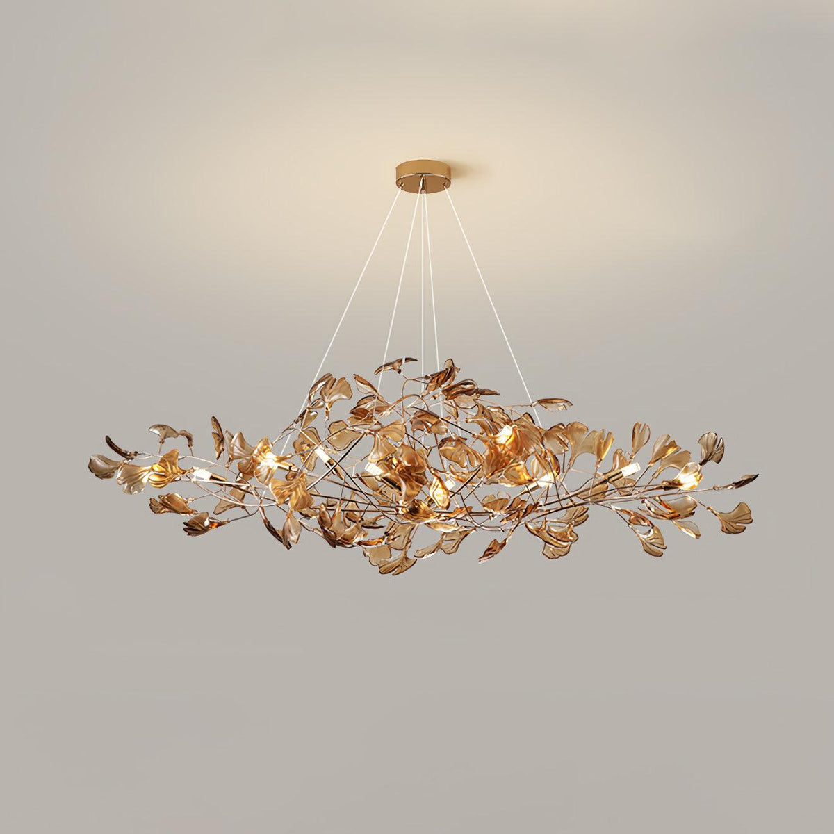 Acrylic Ginkgo Leaf Pendant Light-Lighting > Pendant Lights-casanuva-120cmx40cmx40cm-Gold & Coffee-casanuva