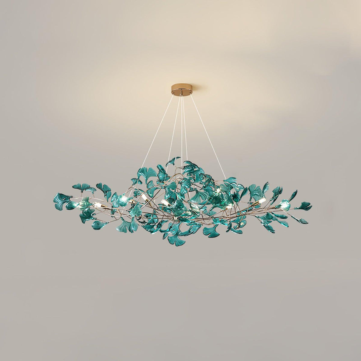 Acrylic Ginkgo Leaf Pendant Light-Lighting > Pendant Lights-casanuva-125cmx45cmx45cm-Gold & Dark green-casanuva