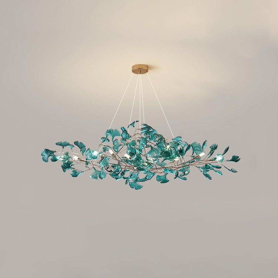 Acrylic Ginkgo Leaf Pendant Light-Lighting > Pendant Lights-casanuva-125cmx45cmx45cm-Gold & Dark green-casanuva