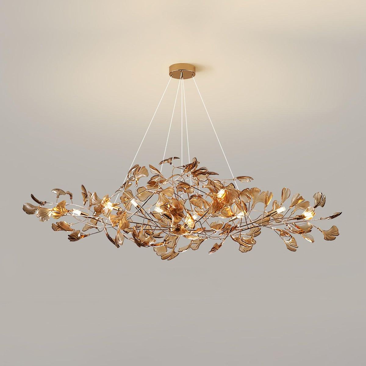 Acrylic Ginkgo Leaf Pendant Light-Lighting > Pendant Lights-casanuva-150cmx45cmx45cm-Gold & Coffee-casanuva