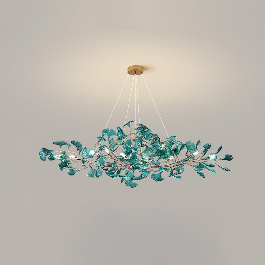 Acrylic Ginkgo Leaf Pendant Light-Lighting > Pendant Lights-casanuva-150cmx45cmx45cm-Gold & Dark green-casanuva