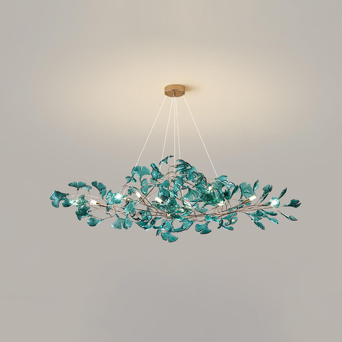 Acrylic Ginkgo Leaf Pendant Light-Lighting > Pendant Lights-casanuva-150cmx45cmx45cm-Gold & Dark green-casanuva