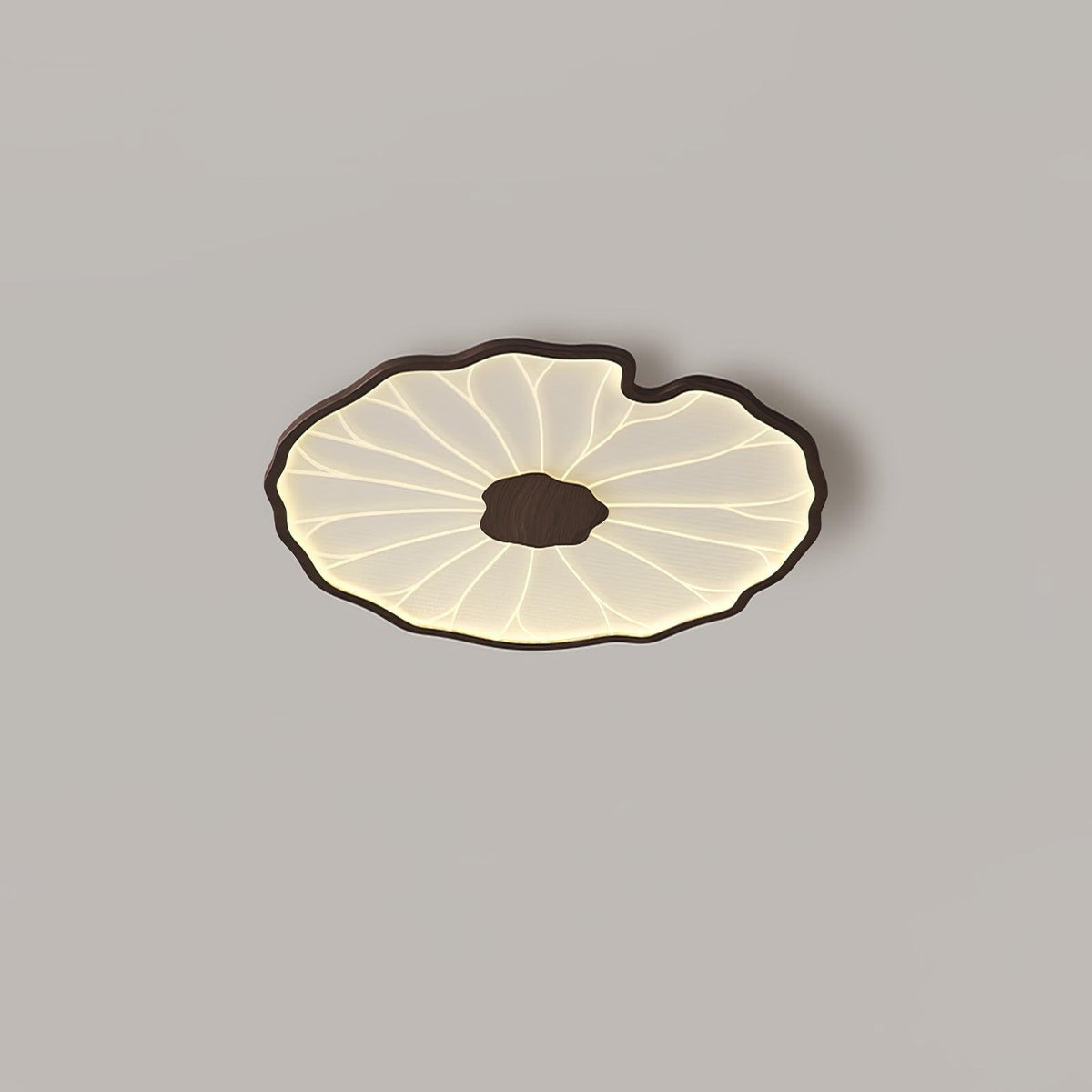 Acrylic Lotus Leaf Ceiling Lamp-Lighting > Ceiling Lights-casanuva-30cmx4cm-Walnut Wood Grain Finish-Warm Light-casanuva