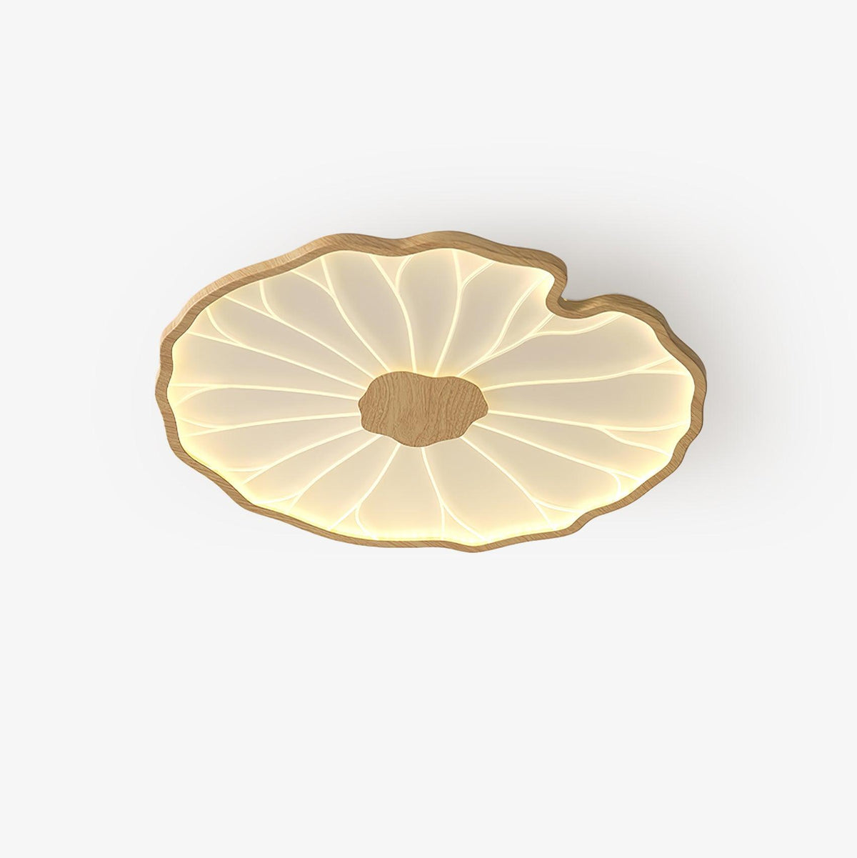 Acrylic Lotus Leaf Ceiling Lamp-Lighting > Ceiling Lights-casanuva-52cmx4cm-Nature Wood Grain Finish-Warm Light-casanuva