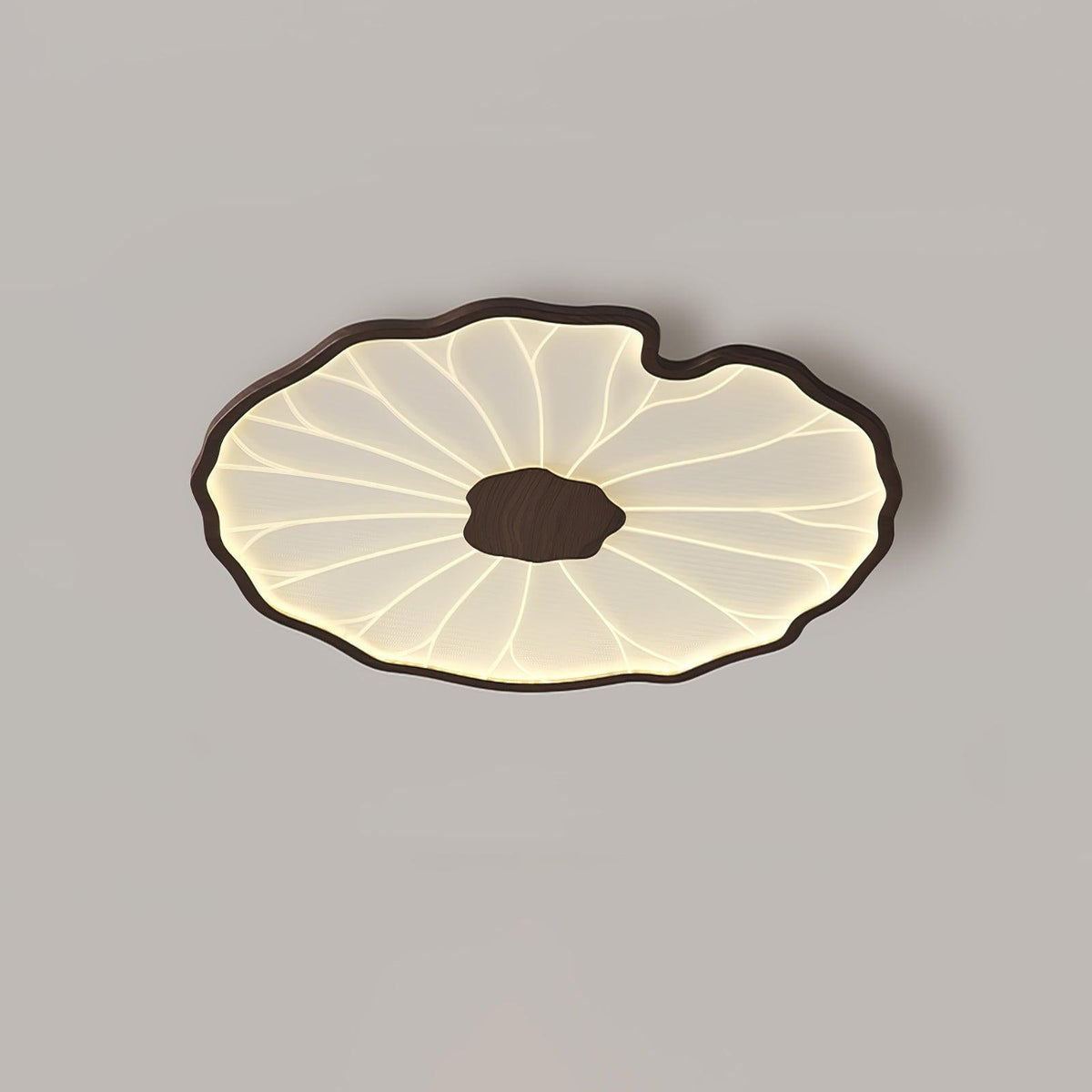 Acrylic Lotus Leaf Ceiling Lamp-Lighting > Ceiling Lights-casanuva-52cmx4cm-Walnut Wood Grain Finish-Warm Light-casanuva
