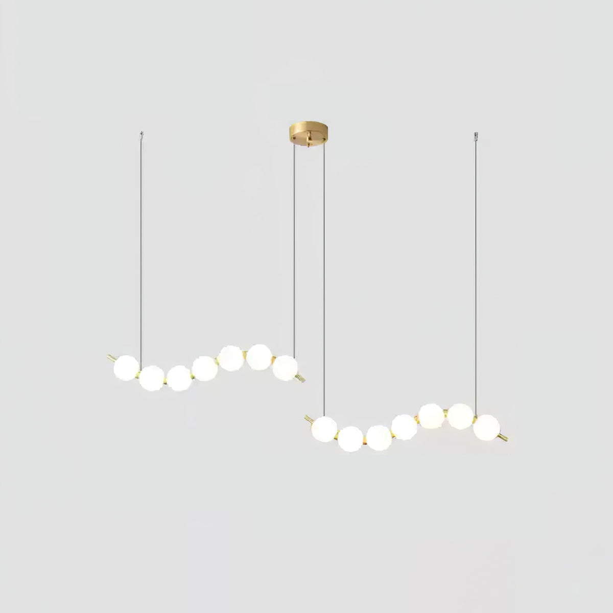Acrylic Pearl Chandelier Necklace-Lighting > Chandeliers & Pendant Lights-casanuva-105cmx28cmx40cm-Brass & White Acrylic-Warm Light-casanuva