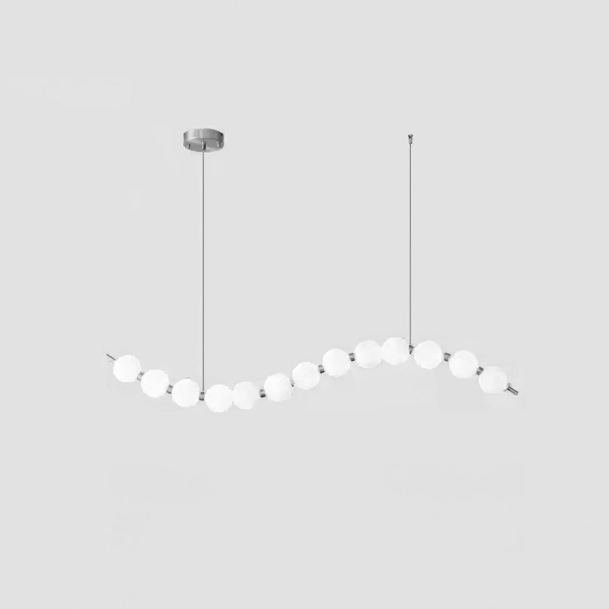 Acrylic Pearl Chandelier Necklace-Lighting > Chandeliers & Pendant Lights-casanuva-120cmx10cmx20cm-Chrome & White Acrylic-Warm Light-casanuva