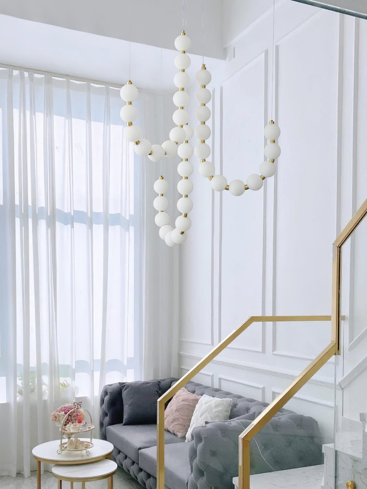 Acrylic Pearl Chandelier Necklace-Lighting > Chandeliers & Pendant Lights-casanuva-casanuva