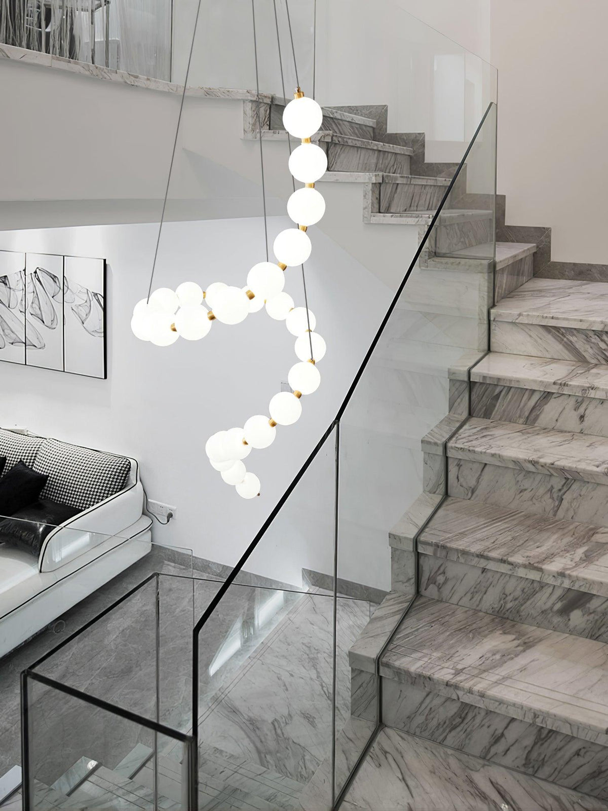 Acrylic Pearl Chandelier Necklace-Lighting > Chandeliers & Pendant Lights-casanuva-casanuva