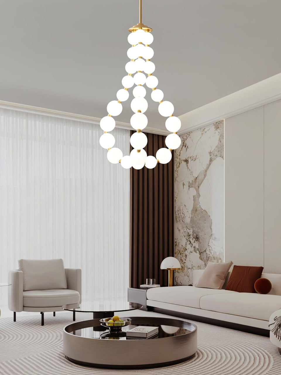 Acrylic Pearl Chandelier Necklace-Lighting > Chandeliers & Pendant Lights-casanuva-casanuva