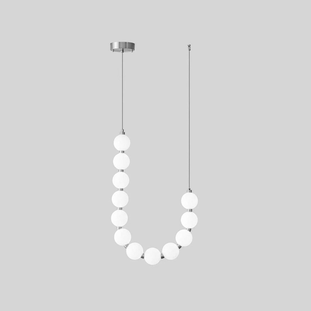 Acrylic Pearl Chandelier Necklace-Lighting > Chandeliers & Pendant Lights-casanuva-43cmx65m-Chrome & White Acrylic-Warm Light-casanuva