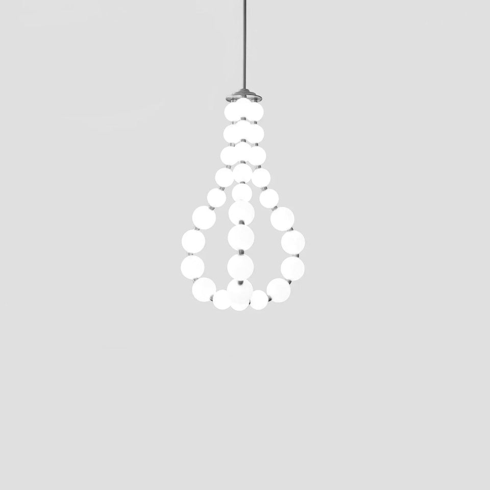 Acrylic Pearl Chandelier Necklace-Lighting > Chandeliers & Pendant Lights-casanuva-56cmx90m-Chrome & White Acrylic-Warm Light-casanuva