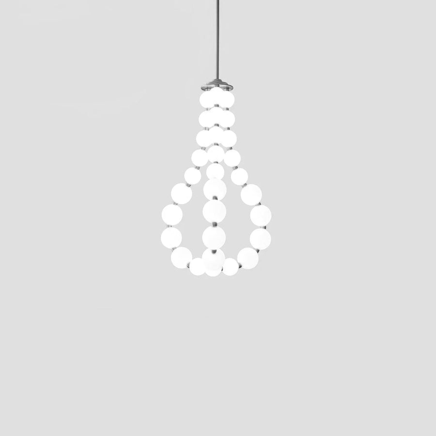 Acrylic Pearl Chandelier Necklace-Lighting > Chandeliers & Pendant Lights-casanuva-56cmx90m-Chrome & White Acrylic-Warm Light-casanuva