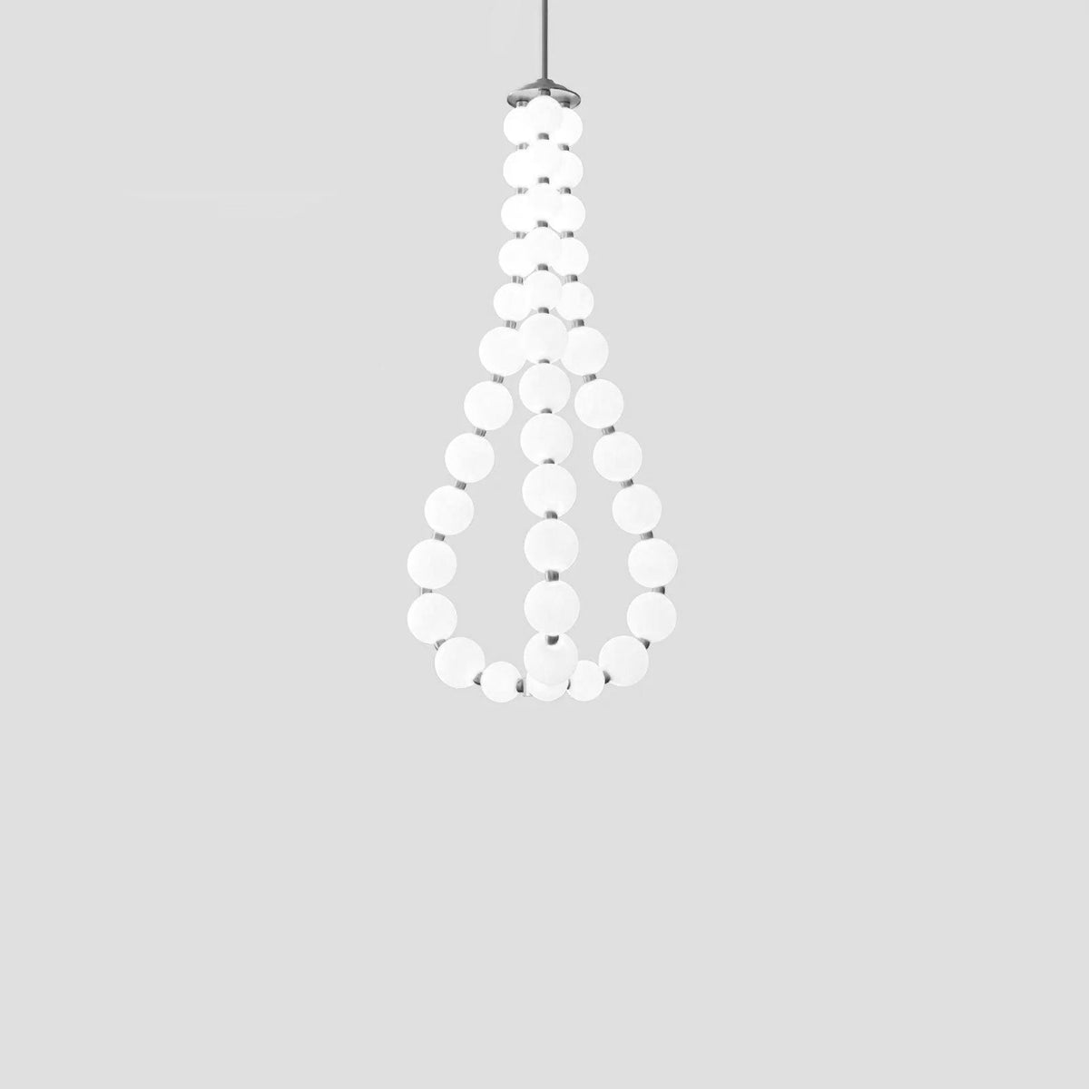 Acrylic Pearl Chandelier Necklace-Lighting > Chandeliers & Pendant Lights-casanuva-60cmx120m-Chrome & White Acrylic-Warm Light-casanuva