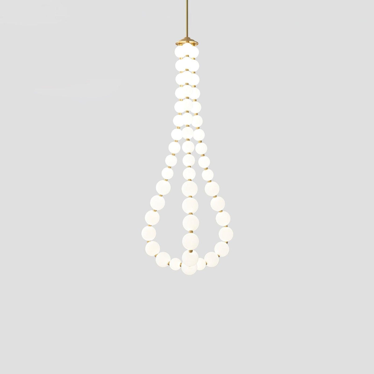 Acrylic Pearl Chandelier Necklace-Lighting > Chandeliers & Pendant Lights-casanuva-70cmx150m-Brass & White Acrylic-Warm Light-casanuva
