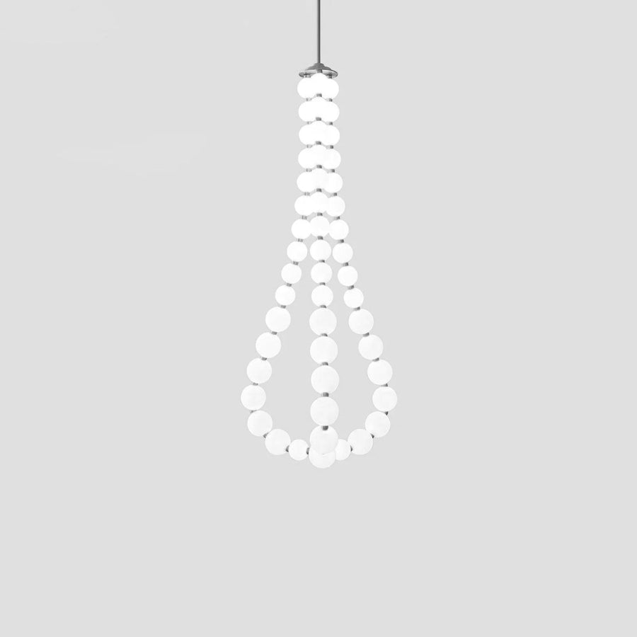 Acrylic Pearl Chandelier Necklace-Lighting > Chandeliers & Pendant Lights-casanuva-70cmx150m-Chrome & White Acrylic-Warm Light-casanuva