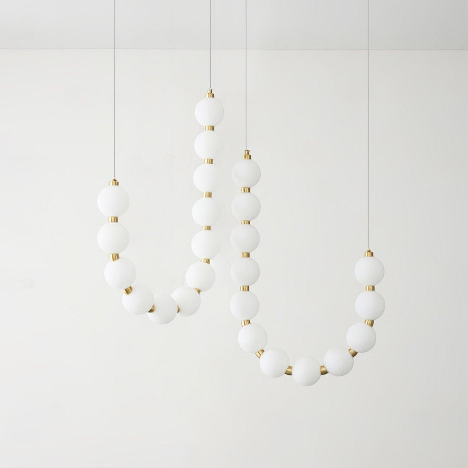 Acrylic Pearl Chandelier Necklace-Lighting > Chandeliers & Pendant Lights-casanuva-75cmx65m-Brass & White Acrylic-Warm Light-casanuva