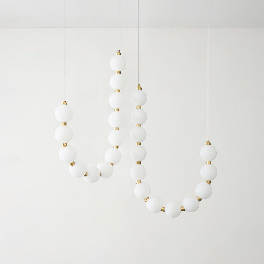 Acrylic Pearl Chandelier Necklace-Lighting > Chandeliers & Pendant Lights-casanuva-75cmx65m-Brass & White Acrylic-Warm Light-casanuva