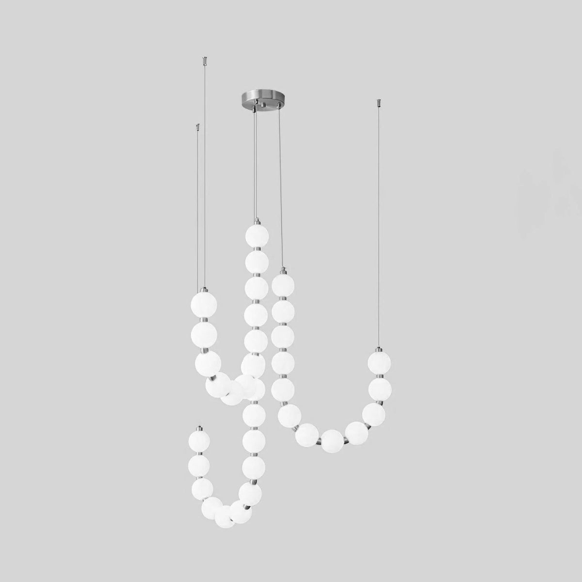 Acrylic Pearl Chandelier Necklace-Lighting > Chandeliers & Pendant Lights-casanuva-90cmx65m-Chrome & White Acrylic-Warm Light-casanuva