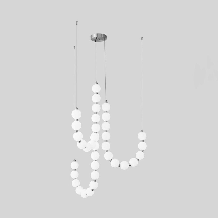 Acrylic Pearl Chandelier Necklace-Lighting > Chandeliers & Pendant Lights-casanuva-90cmx65m-Chrome & White Acrylic-Warm Light-casanuva