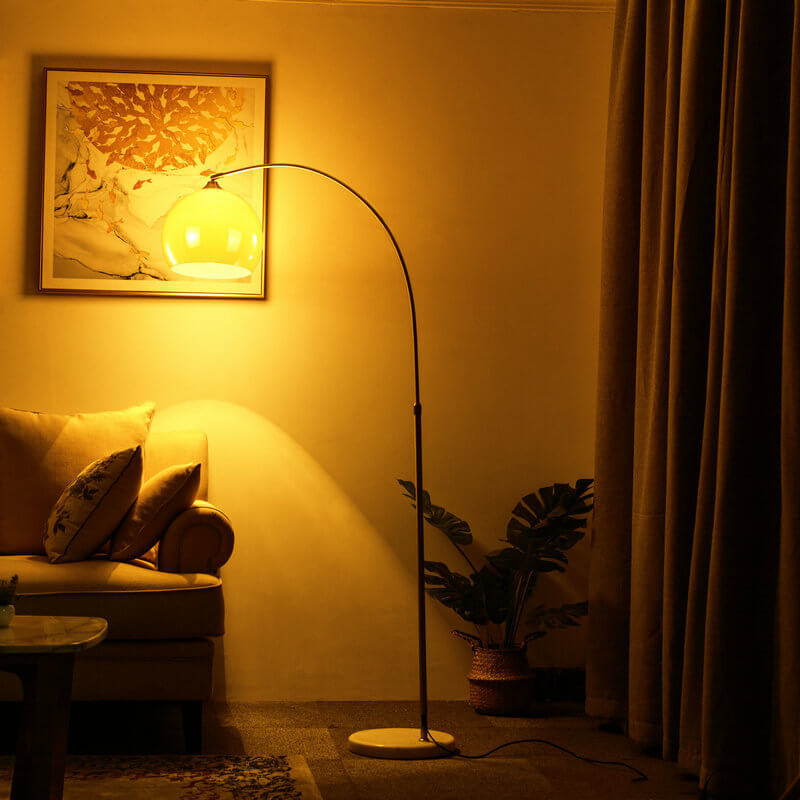 Acrylic Shade Floor Lamp 1-Light Globe Design-Lighting > Floor Lamps-casanuva-Foot Switch-220V-240V-Orange-casanuva
