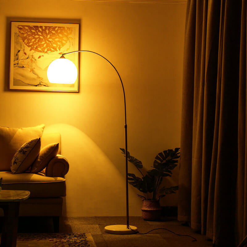 Acrylic Shade Floor Lamp 1-Light Globe Design-Lighting > Floor Lamps-casanuva-Foot Switch-220V-240V-White-casanuva