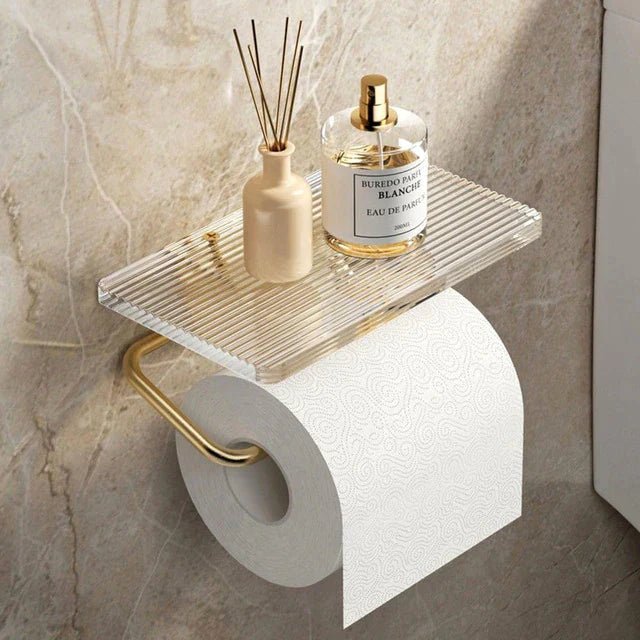 Acrylic Toilet Paper Holder with Metal Frame-Bedding & Bath > Bathroom Accessories-casanuva-Gold-casanuva
