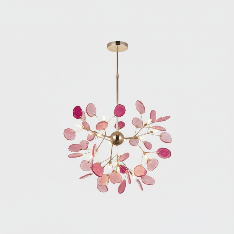 Agate Chandelier Light Fixture-Lighting > Chandeliers & Pendant Lights-casanuva-16 heads 60cmx50cm-Pink-casanuva