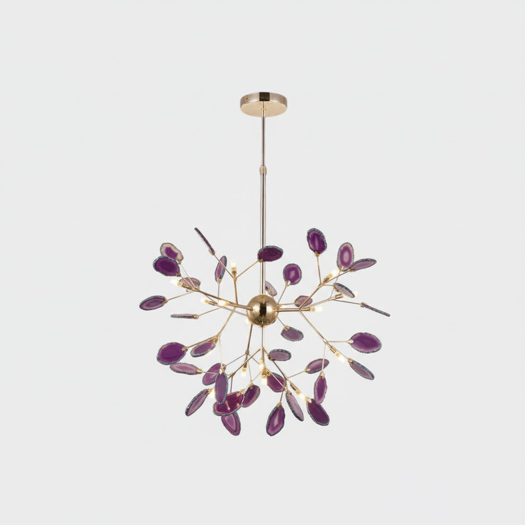 Agate Chandelier Light Fixture-Lighting > Chandeliers & Pendant Lights-casanuva-16 heads 60cmx50cm-Purple-casanuva