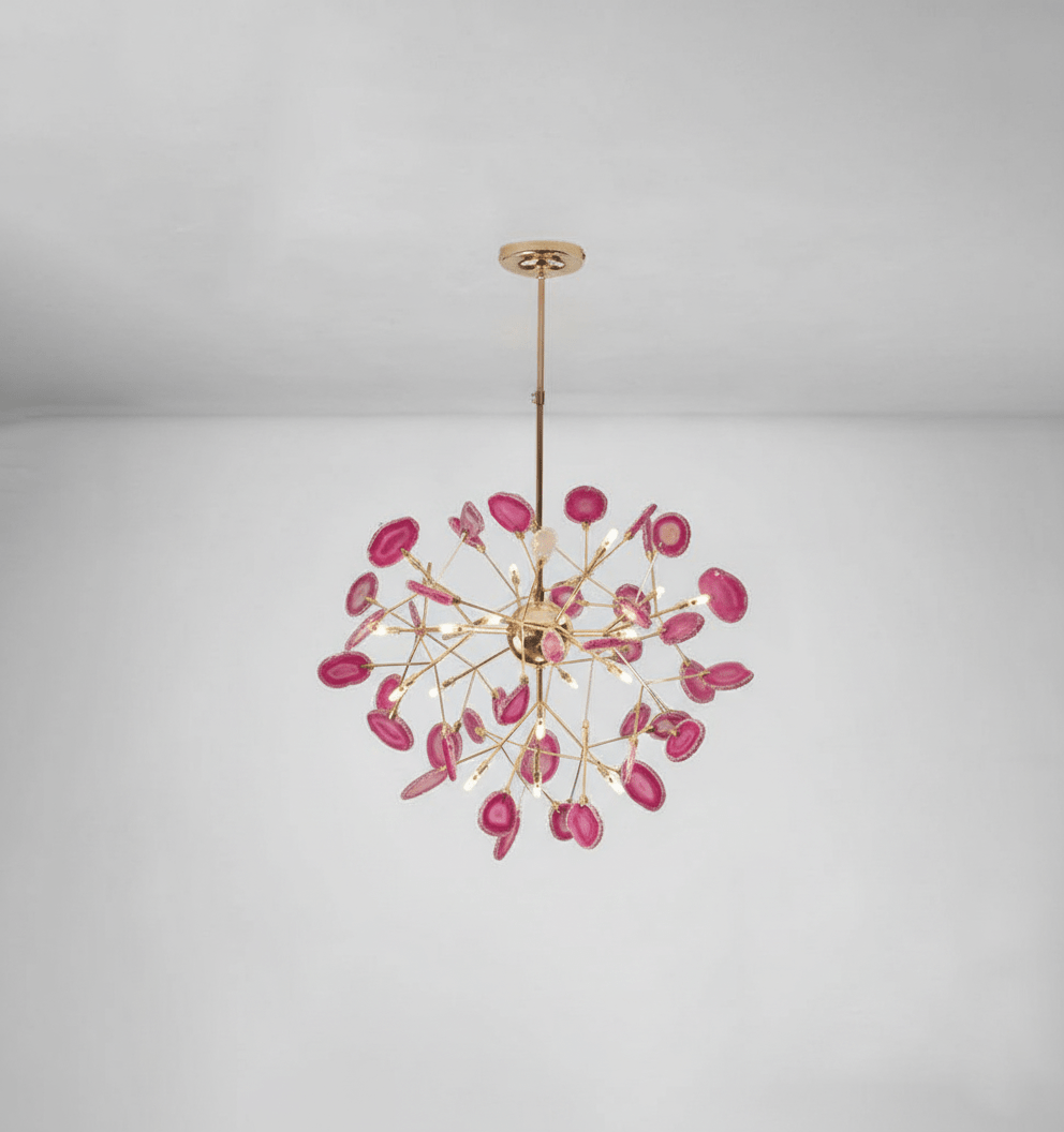 Agate Chandelier Light Fixture-Lighting > Chandeliers & Pendant Lights-casanuva-20 heads 75cmx55cm-Pink-casanuva