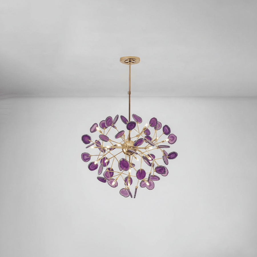 Agate Chandelier Light Fixture-Lighting > Chandeliers & Pendant Lights-casanuva-20 heads 75cmx55cm-Purple-casanuva