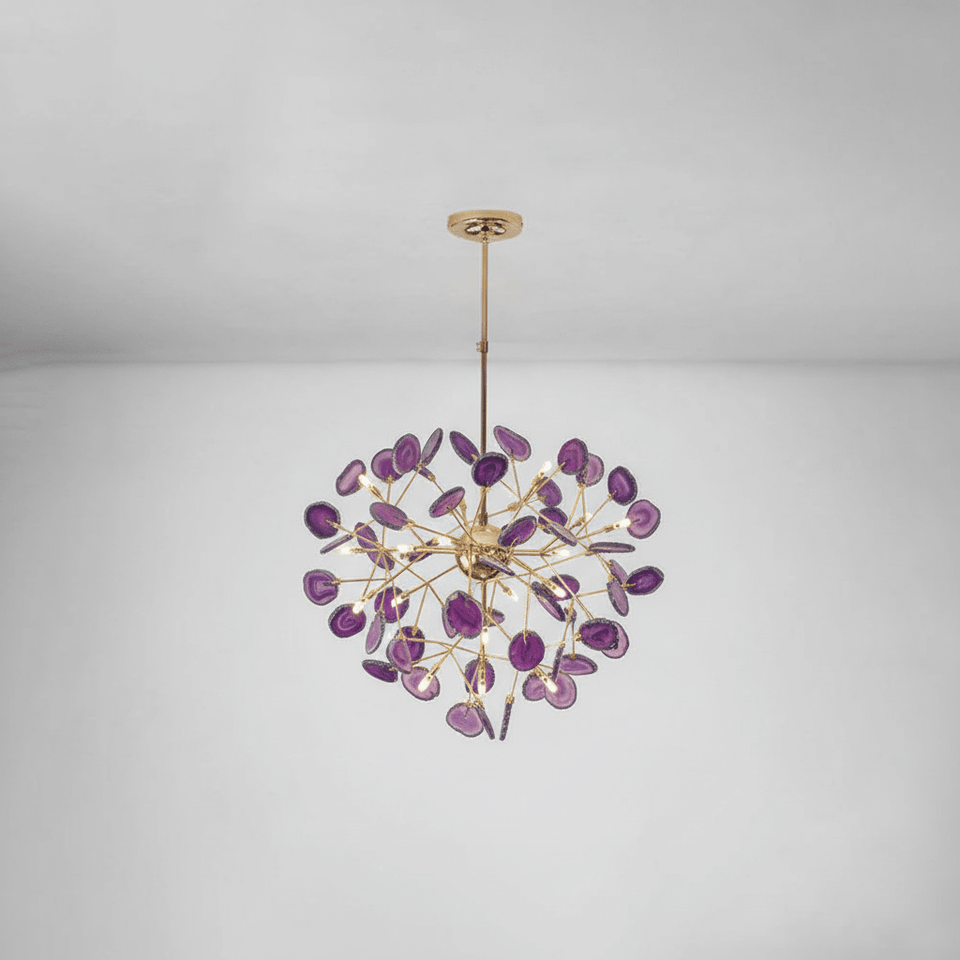 Agate Chandelier Light Fixture-Lighting > Chandeliers & Pendant Lights-casanuva-20 heads 75cmx55cm-Purple-casanuva
