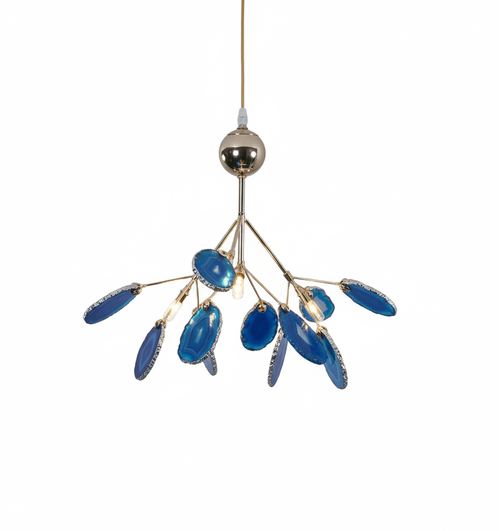 Agate Chandelier Light Fixture-Lighting > Chandeliers & Pendant Lights-casanuva-4 heads 30cmx30cm-Blue-casanuva