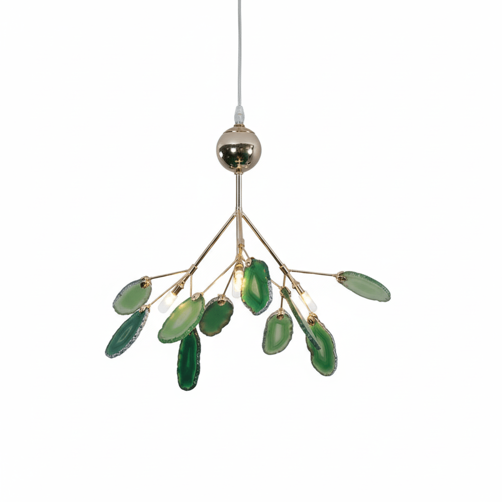 Agate Chandelier Light Fixture-Lighting > Chandeliers & Pendant Lights-casanuva-4 heads 30cmx30cm-Green-casanuva