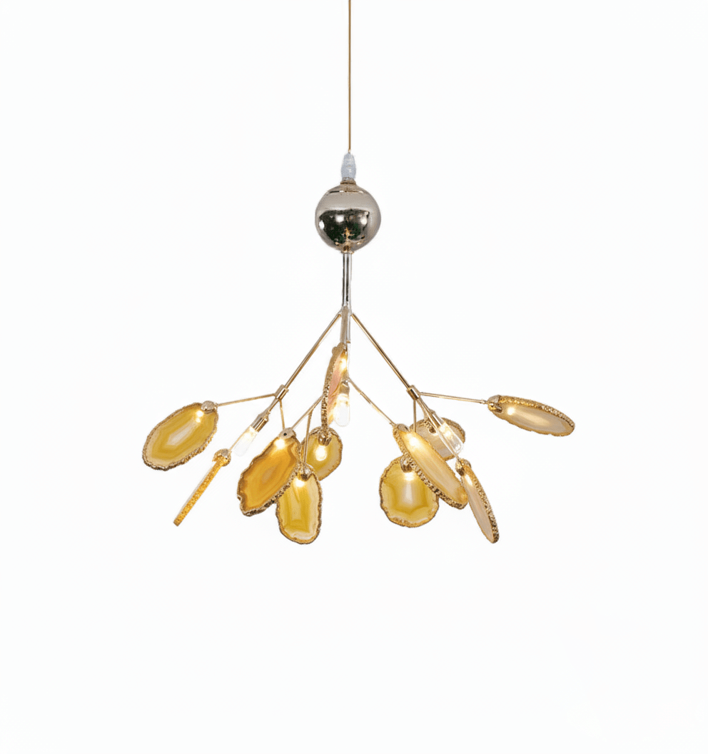 Agate Chandelier Light Fixture-Lighting > Chandeliers & Pendant Lights-casanuva-4 heads 30cmx30cm-Yellow-casanuva