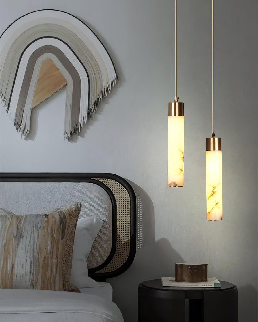 Alabaster Brass Pendant Lamp-Lighting > Pendant Lights-casanuva-casanuva
