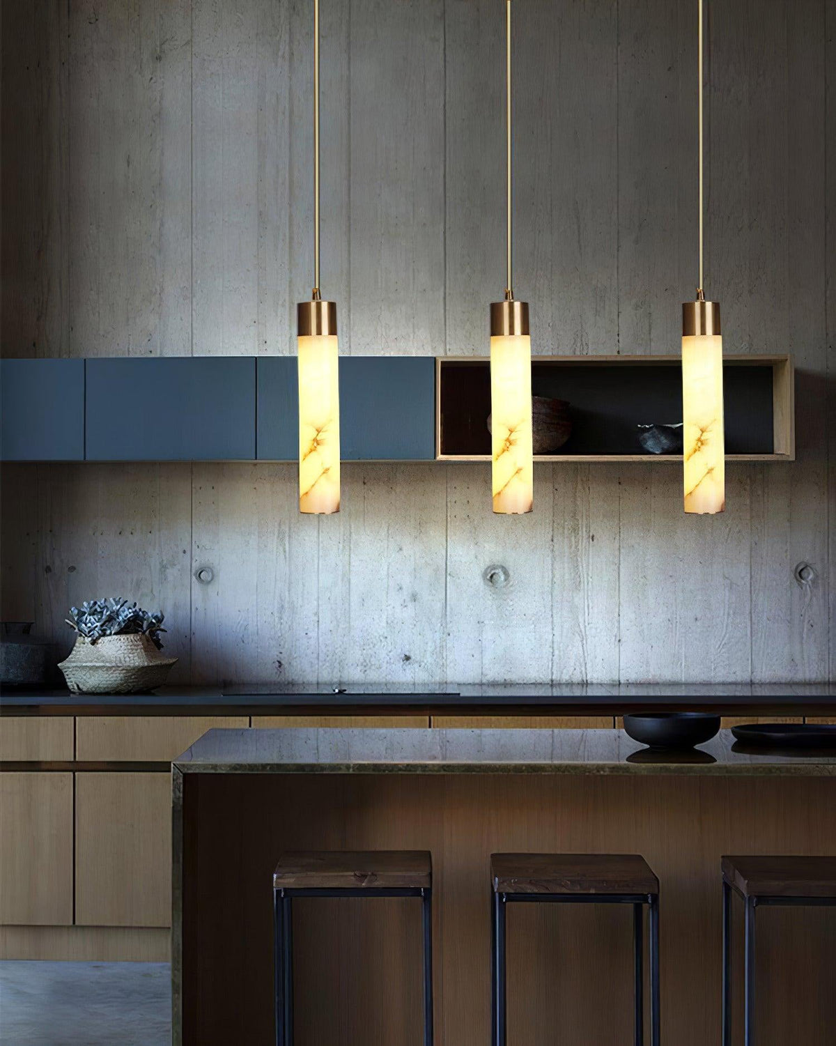 Alabaster Brass Pendant Lamp-Lighting > Pendant Lights-casanuva-casanuva