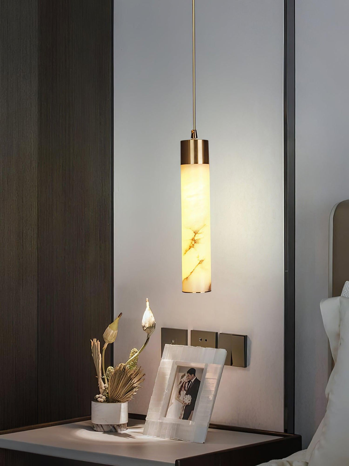 Alabaster Brass Pendant Lamp-Lighting > Pendant Lights-casanuva-casanuva